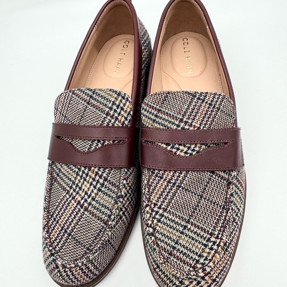 Cole Haan Women's Stassi Penny Loafer, Dark Brown/Multi/PlaidTextile Size 7 B - Picture 3 of 10